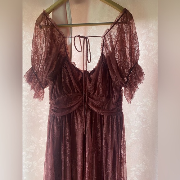 Free People beautiful pink lace corset maxi romantic peasant princess gown dress - Picture 8 of 14